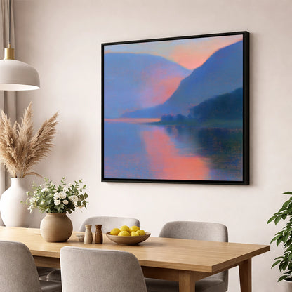 Twilight Lake and Indigo Fells lake district lake wall art displayed in a dining room