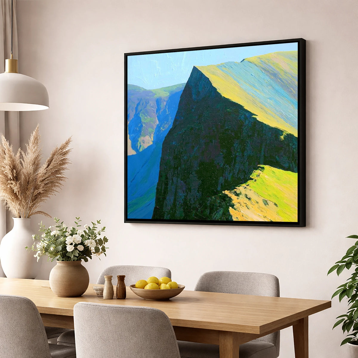 Sunlit Ridge at Hopegill Head lake district fell wall art displayed in a dining room