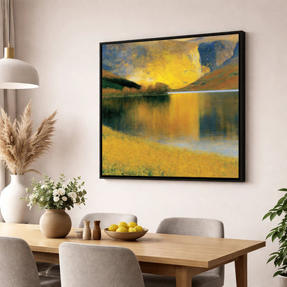 Luminous Fells by the Lake lake district lake wall art displayed in a dining room