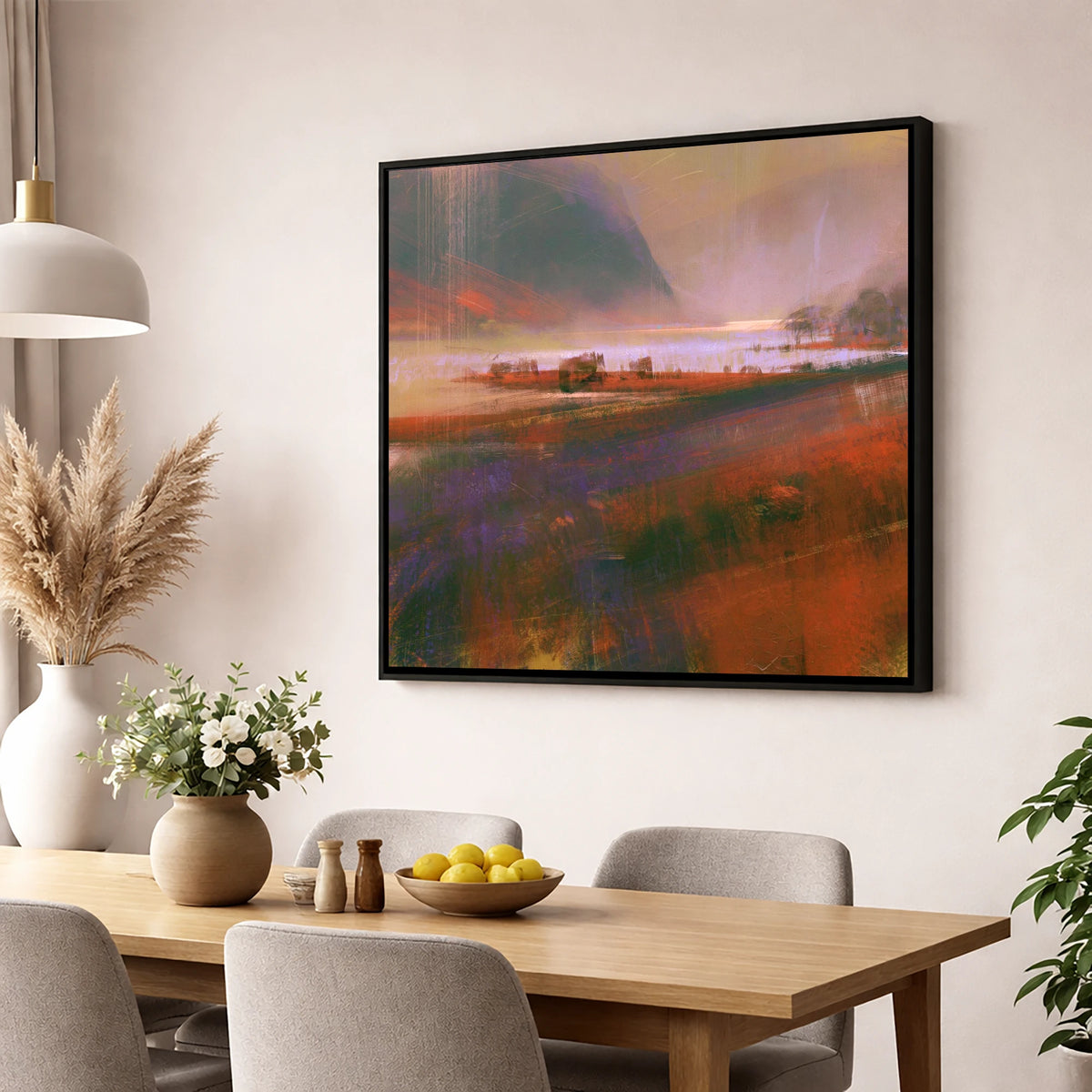 Autumn Light on Ullswater lake district lake wall art displayed in a dining room