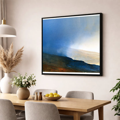 Indigo Clouds Over Rolling Fells lake district fell wall art displayed in a dining room