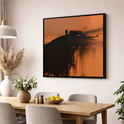 Silhouetted Walker on Skiddaw Ridge lake district fell wall art displayed in a dining room