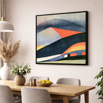 Bold Indigo Fells Under Cloud lake district fell wall art displayed in a dining room