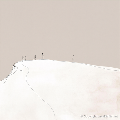 Distant Hikers on a Fell - lake district fell art print and canvas by Ellis Calder A.I