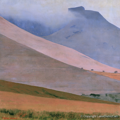 Dusk Pink Fells Under Cloud - lake district fell art print and canvas by Alistair Thorne A.I