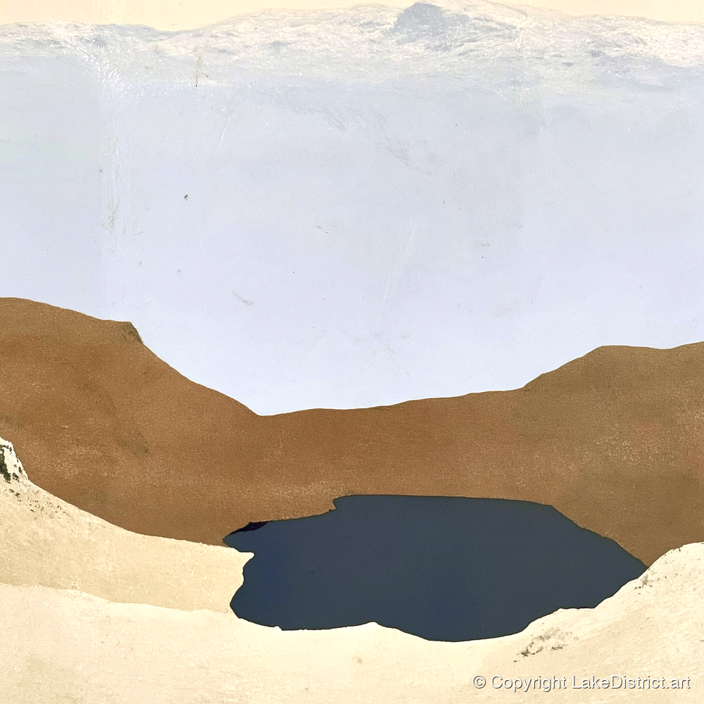 Easedale Tarn in Earth Tones - lake district lake art print and canvas by Phillip Marbury A.I