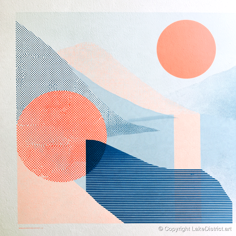 Ennerdale Valley Geometric Abstract - lake district valley art print and canvas by Elliot Reid A.I