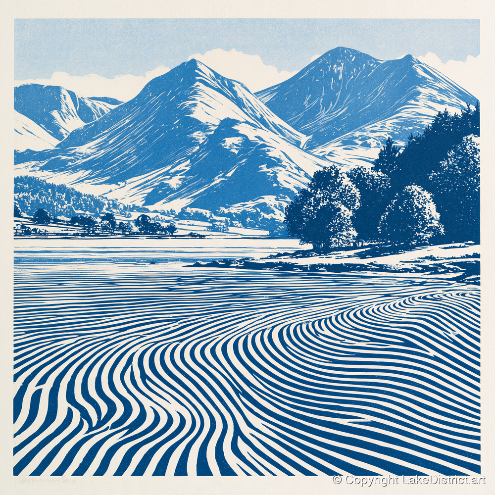Ennerdale Water in Cobalt Blue - lake district valley art print and canvas by Hugh Lancaster A.I