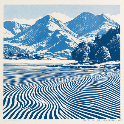 Ennerdale Water in Cobalt Blue - lake district valley art print and canvas by Hugh Lancaster A.I