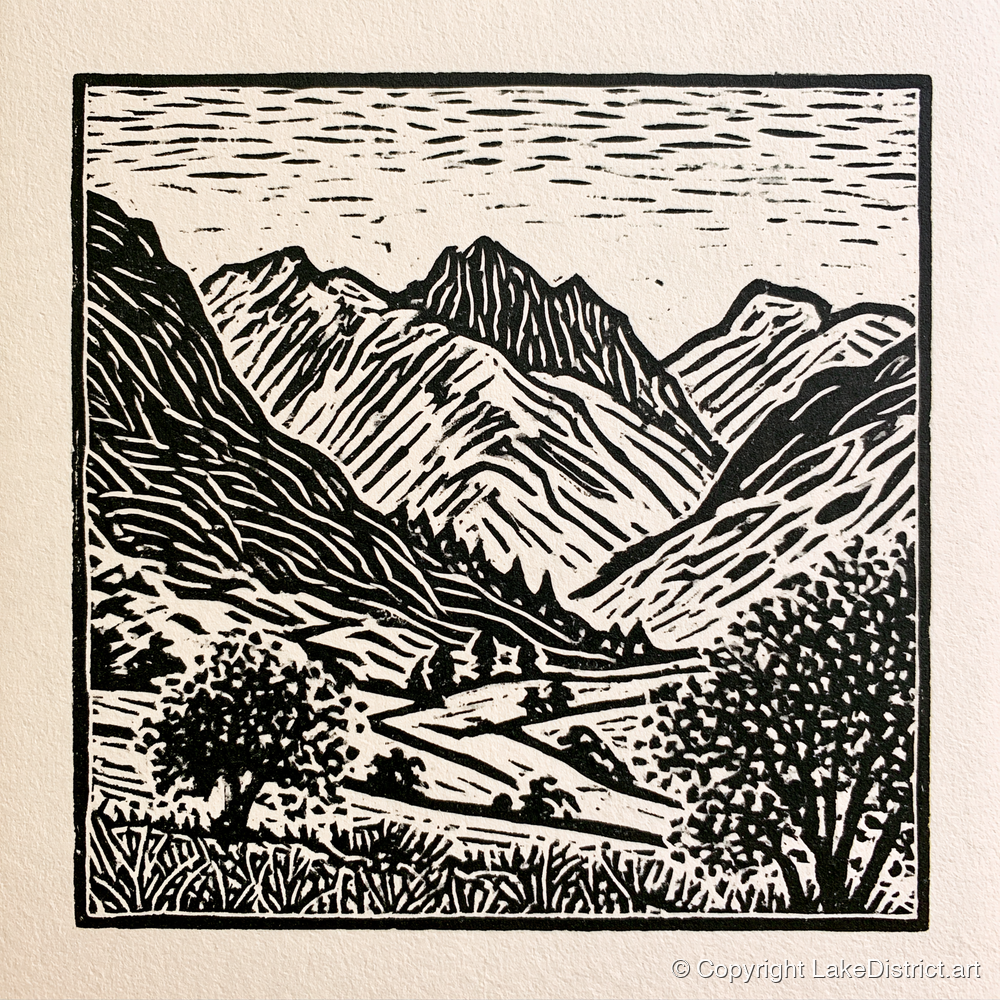 Eskdale Valley in Monochrome - lake district valley art print and canvas by Isaac Denton A.I