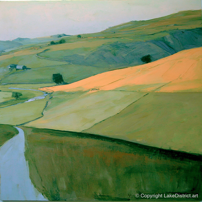 Evening Sun Across Lakeland Fells - lake district sky art print and canvas by Emerson Grey A.I