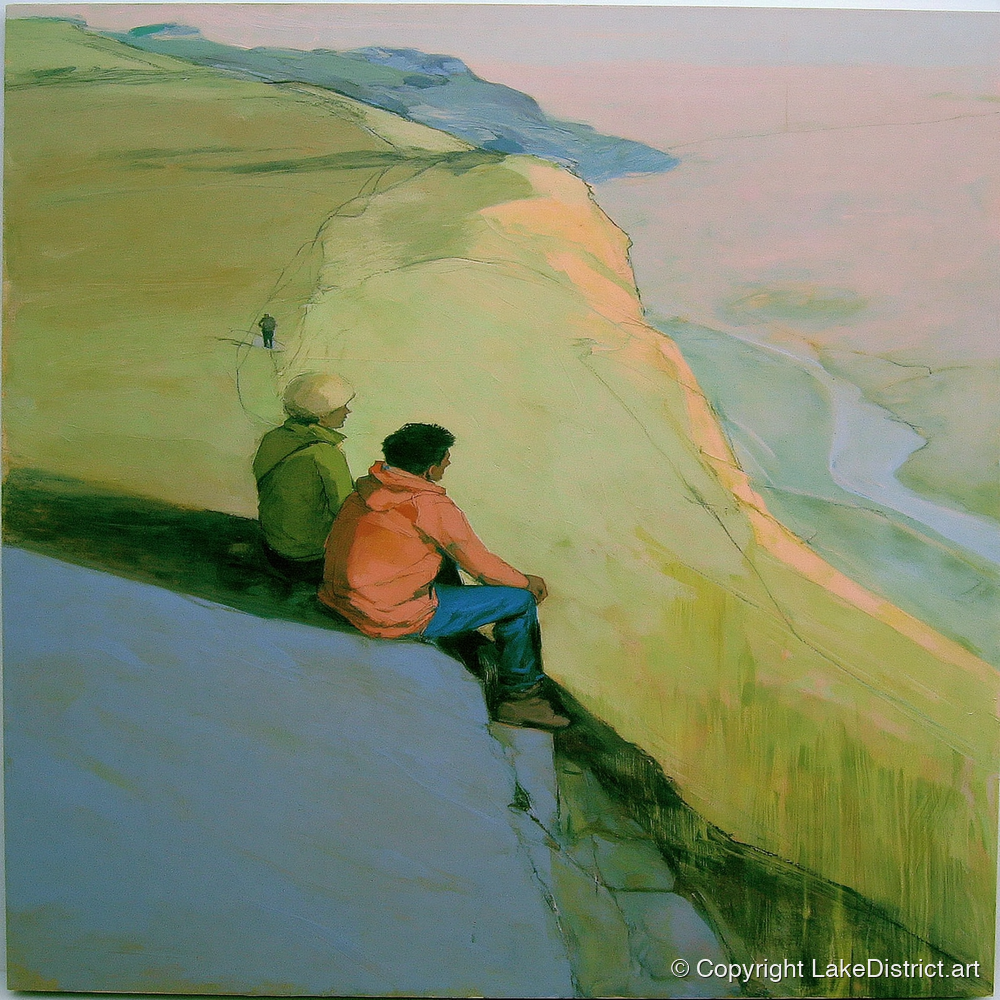 Fell Walkers Above the Valley - lake district fell art print and canvas by Emerson Grey A.I