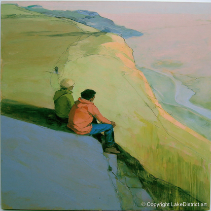 Fell Walkers Above the Valley - lake district fell art print and canvas by Emerson Grey A.I