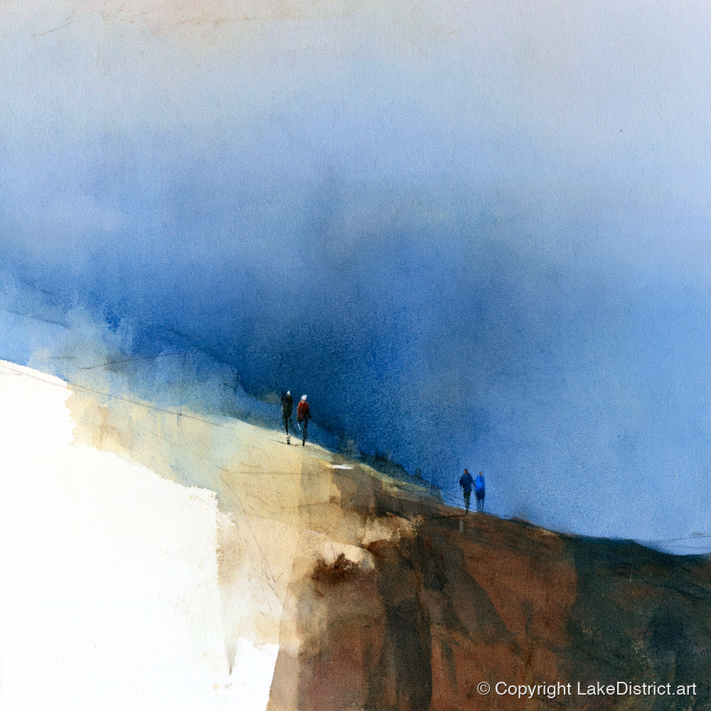Fell Walkers Beneath Indigo Skies - lake district walking art print and canvas by Nathaniel Ward A.I