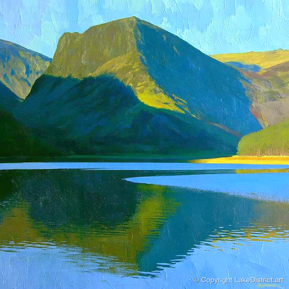 Fleetwith Pike in Vivid Sunlight - lake district fell art print and canvas by Daphne Morley A.I