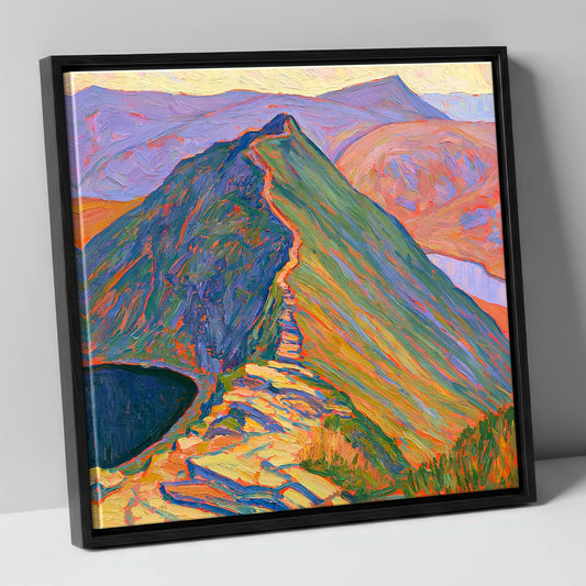 Luminous Striding Edge on Helvellyn lake district walking canvas wall art in black frame