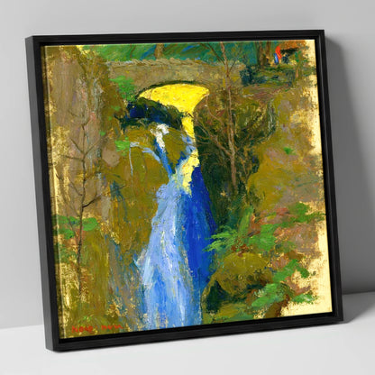 Vivid Blue Cascade at Aira Force lake district waterfall canvas wall art in black frame