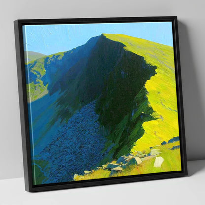 Radiant Light on Dollywaggon Pike lake district fell canvas wall art in black frame