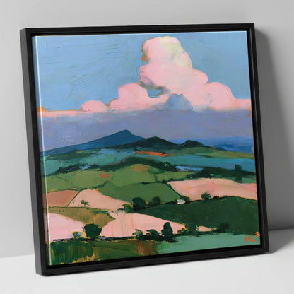Blush Clouds Over Rolling Fells lake district fell canvas wall art in black frame