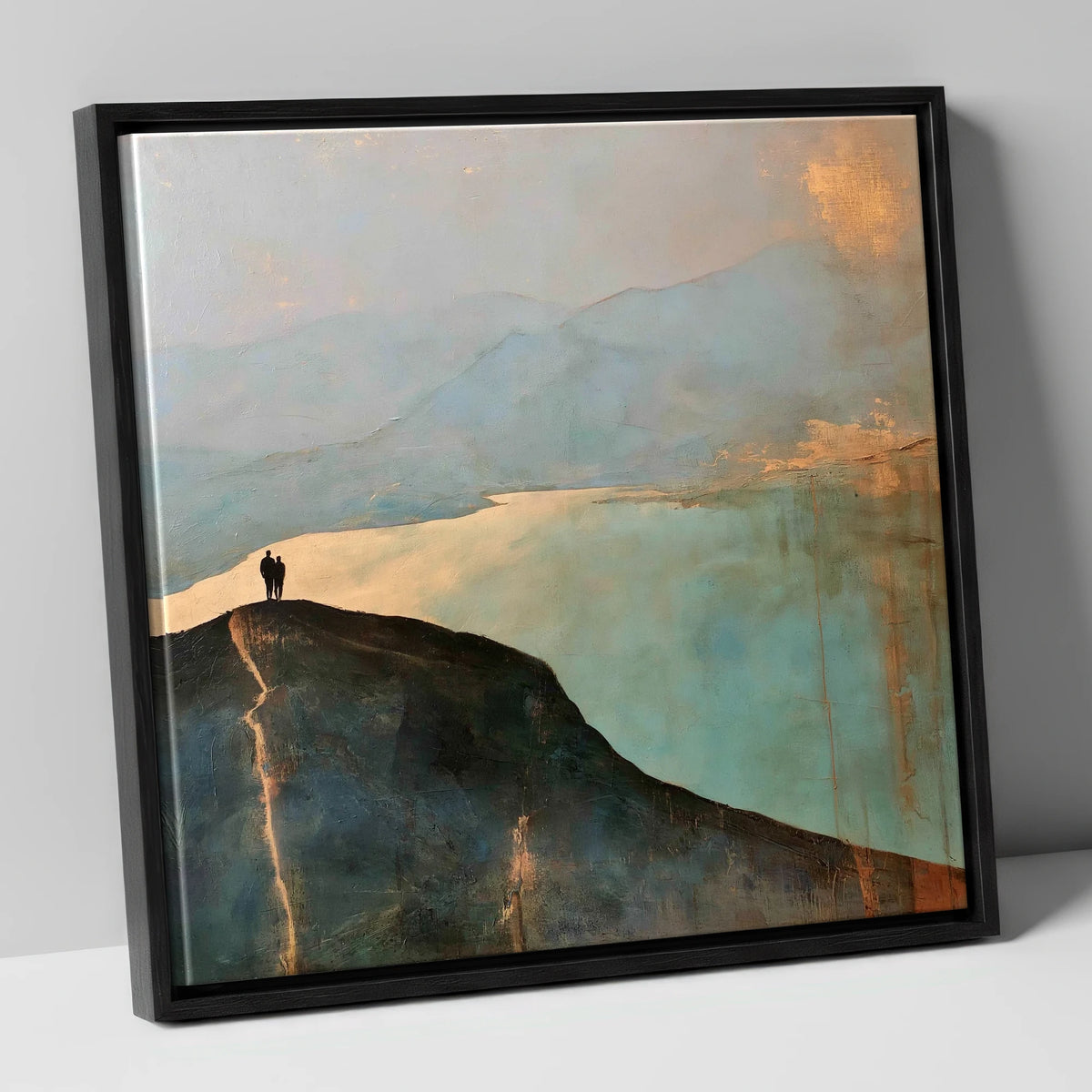 Catbells Ridge in Golden Light lake district fell canvas wall art in black frame