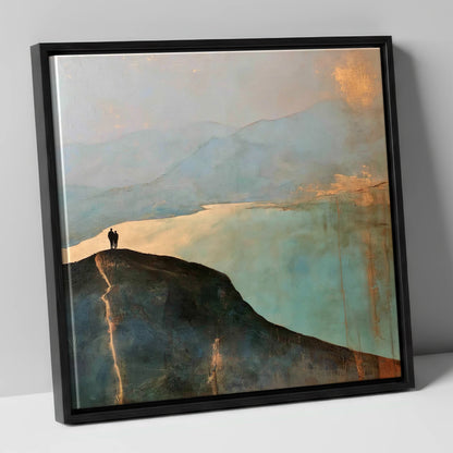 Catbells Ridge in Golden Light lake district fell canvas wall art in black frame