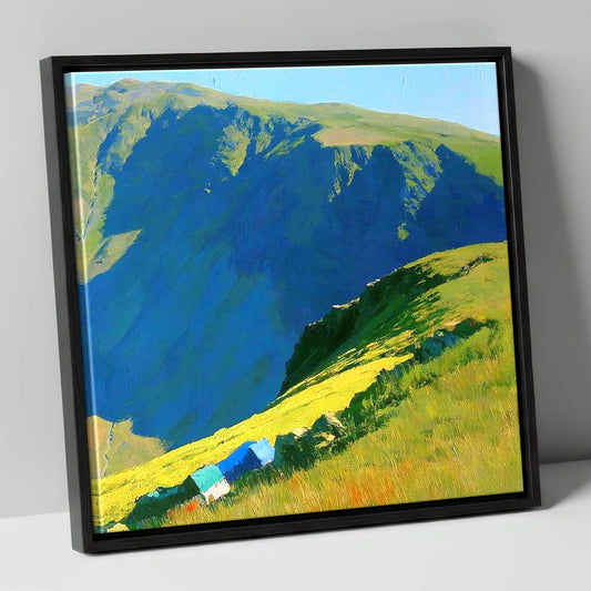 Summer Shadows at Dove Crag lake district fell canvas wall art in black frame