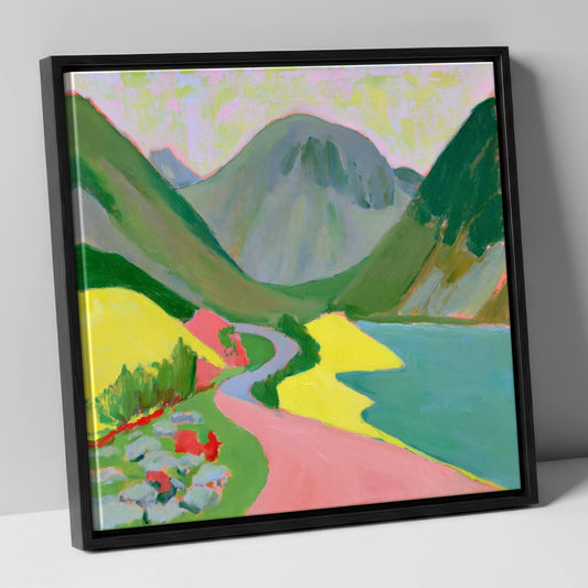 Great Gable in Vivid Colour lake district fell canvas wall art in black frame