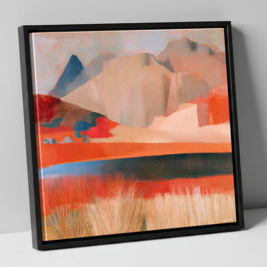Stickle Tarn in Warm Terracotta lake district fell canvas wall art in black frame