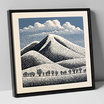Skiddaw Mountain Beneath Patterned Clouds lake district fell canvas wall art in black frame