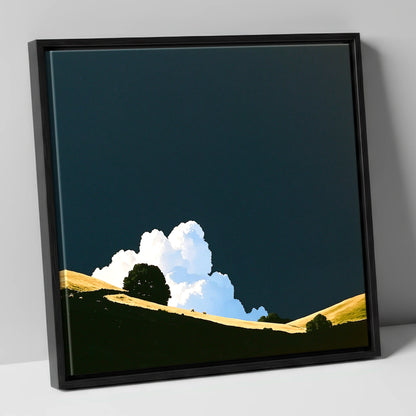 Rolling Fells Under Dark Sky lake district fell canvas wall art in black frame