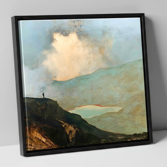 Golden Cloud Break Above Helvellyn lake district fell canvas wall art in black frame