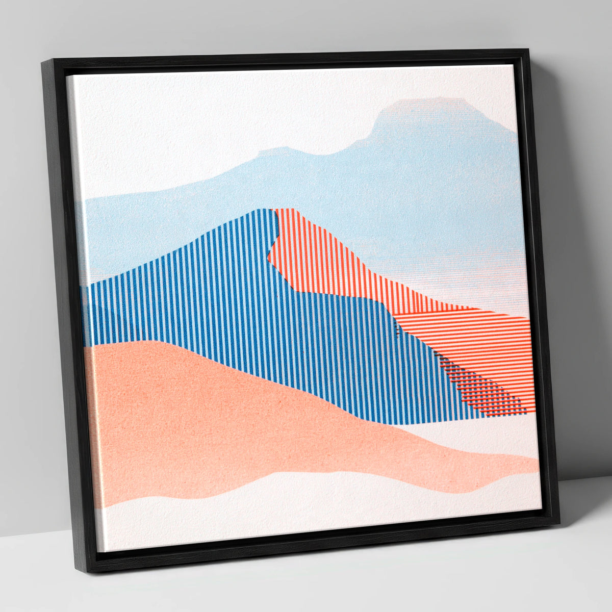 Geometric Fell Summit View lake district fell canvas wall art in black frame