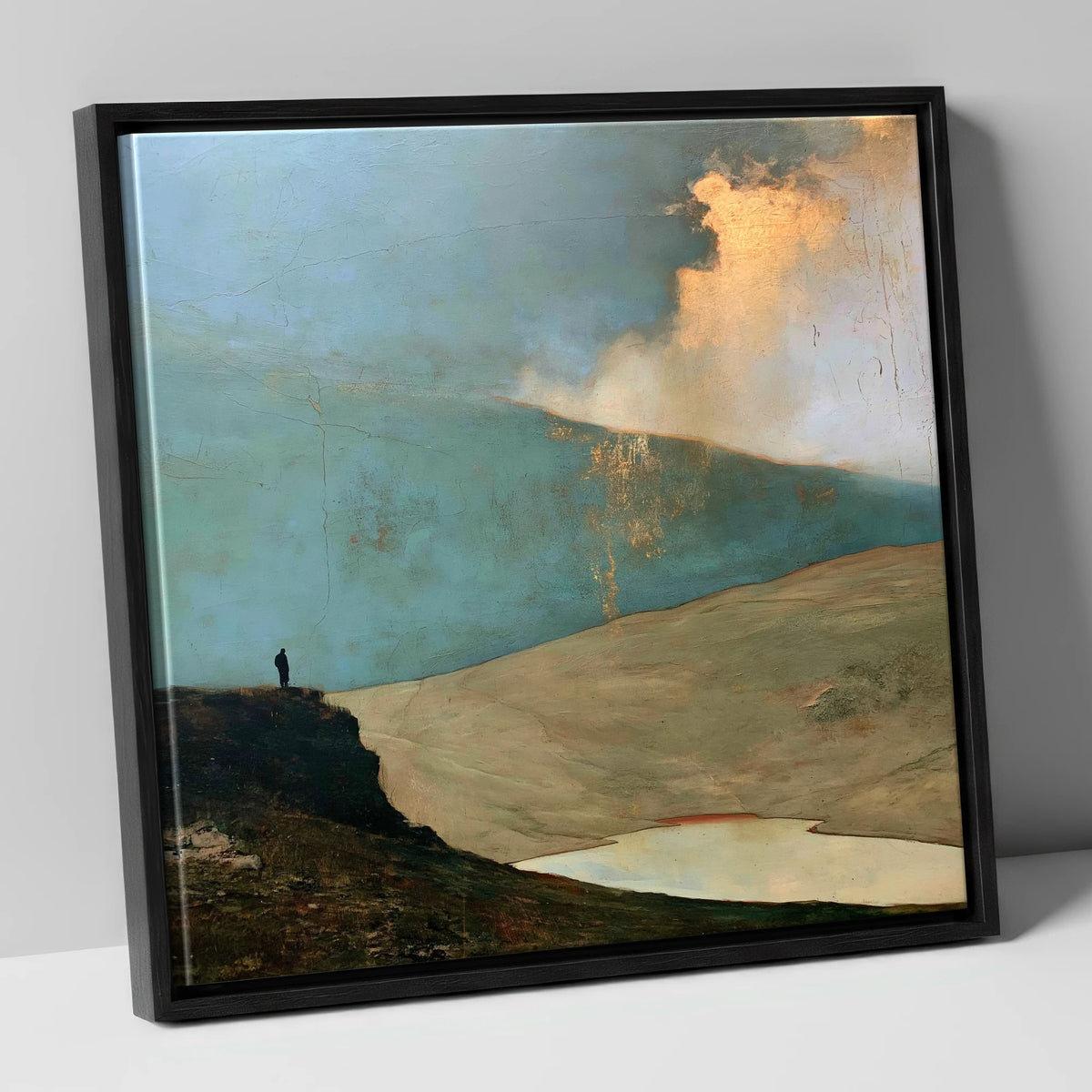 Helvellyn Beneath a Golden Cloud Break lake district fell canvas wall art in black frame