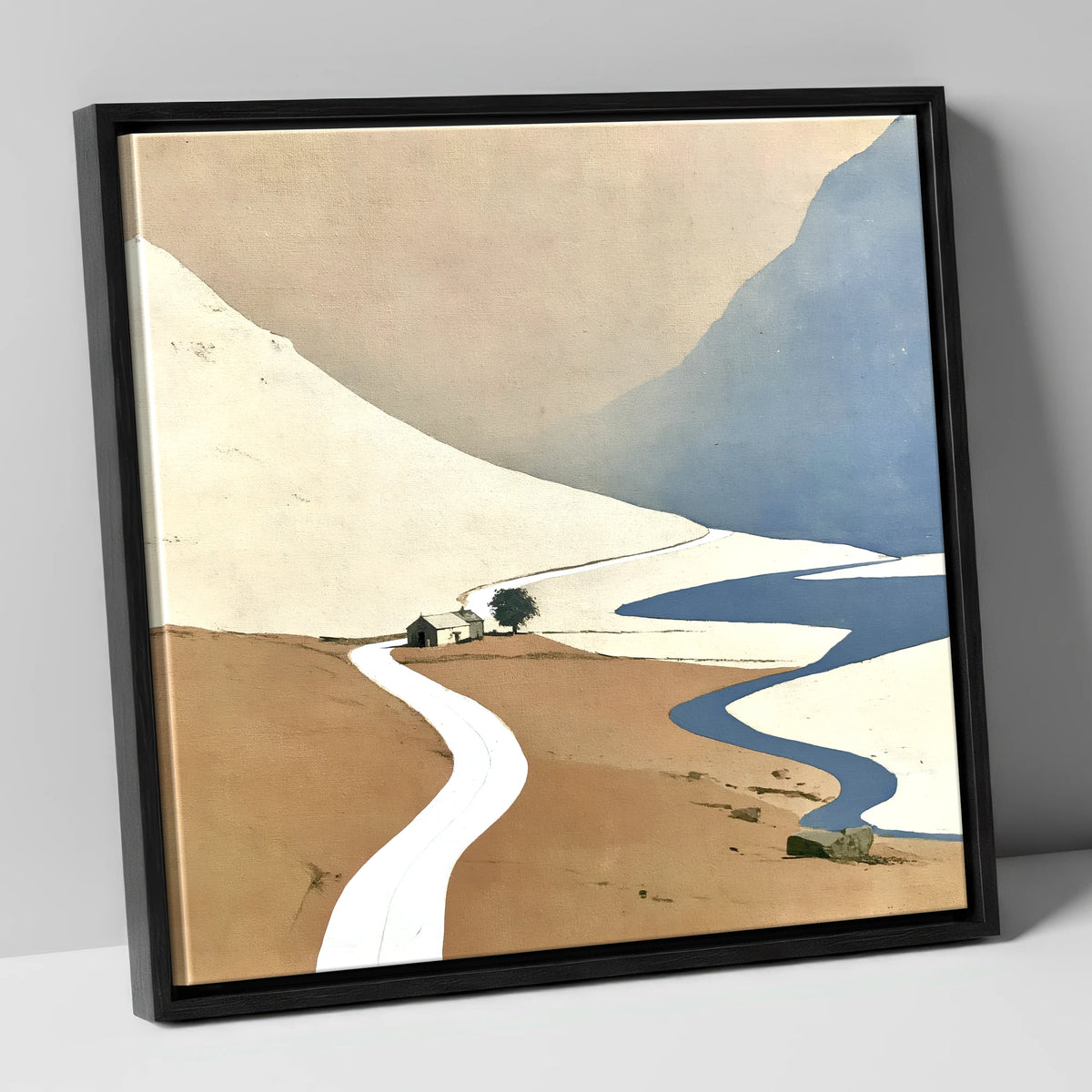 Kirkstone Pass Minimalist Landscape lake district valley canvas wall art in black frame