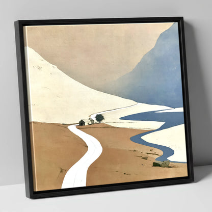 Kirkstone Pass Minimalist Landscape lake district valley canvas wall art in black frame