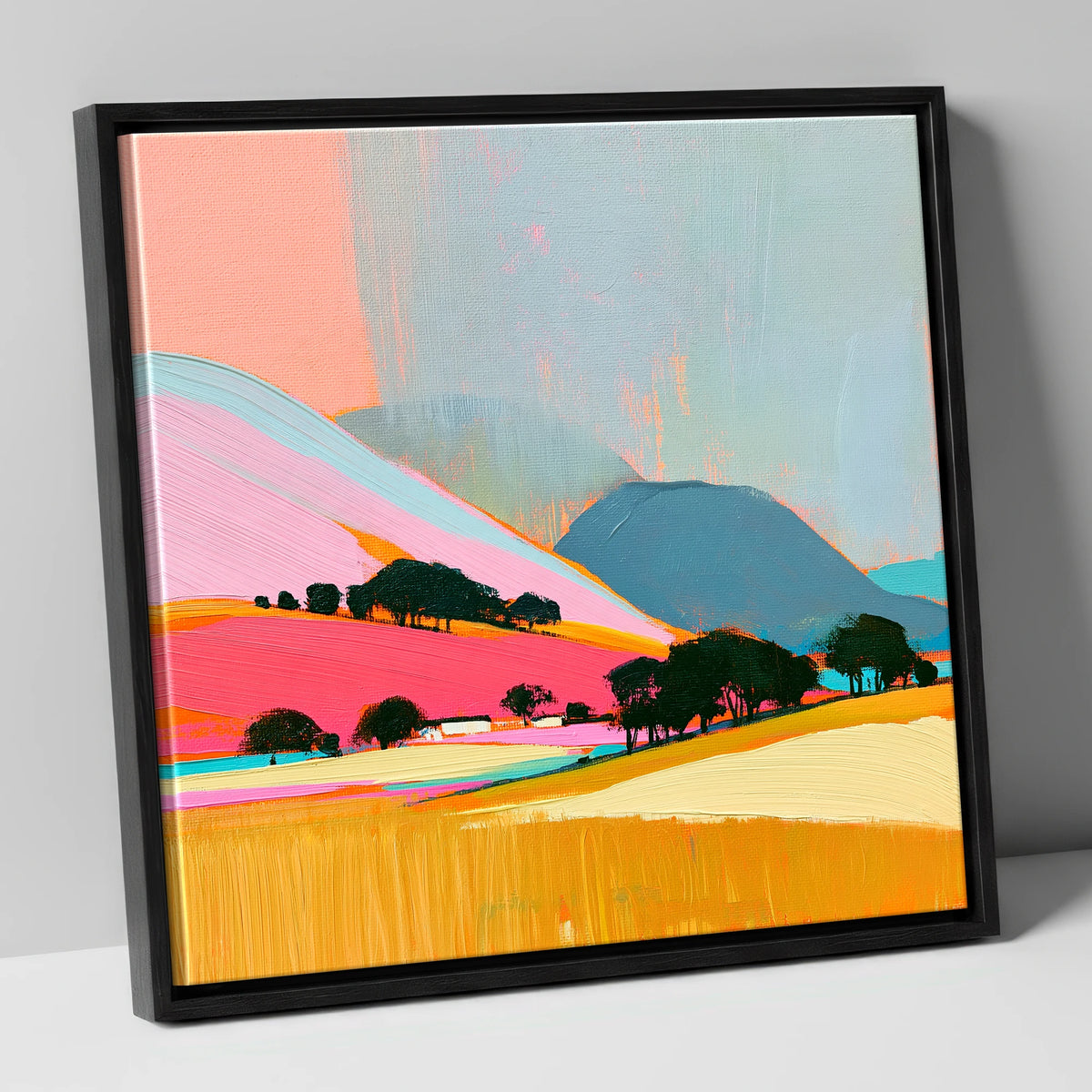 Vibrant Fells Under Storm Clouds lake district sky canvas wall art in black frame