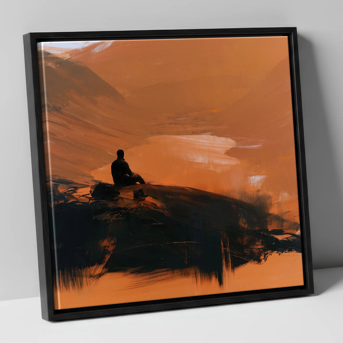 Innominate Tarn in Amber Light lake district fell canvas wall art in black frame