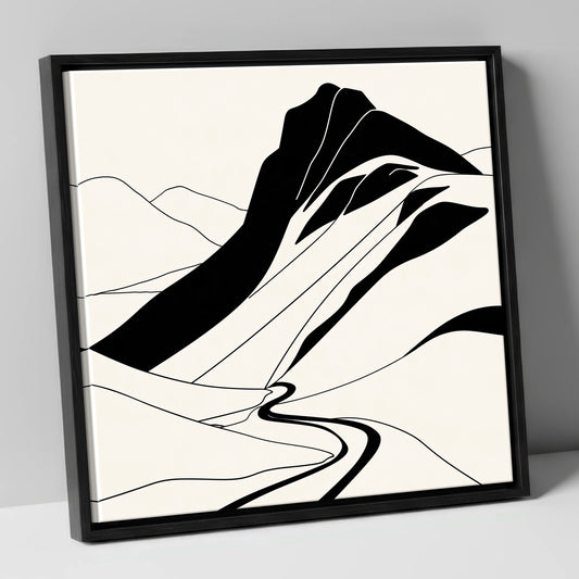 Great Gable Minimalist Silhouette lake district fell canvas wall art in black frame
