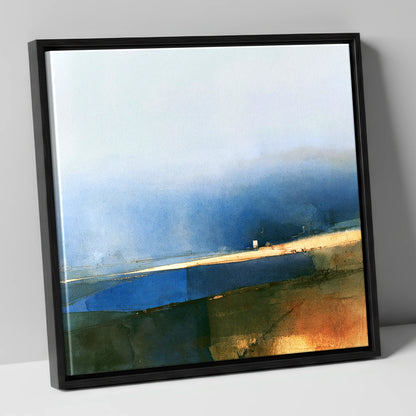 Patchwork Fields Under Indigo Skies lake district valley canvas wall art in black frame