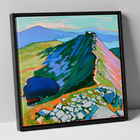 Striding Edge Helvellyn Vibrant Ridgeline lake district fell canvas wall art in black frame
