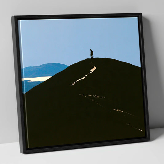 Skiddaw Summit Silhouette Above Bassenthwaite lake district fell canvas wall art in black frame