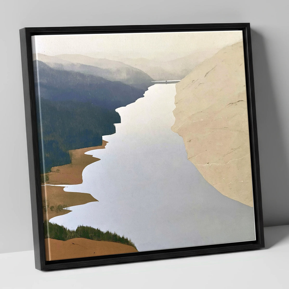 Thirlmere Reservoir and Steep Fells lake district lake canvas wall art in black frame