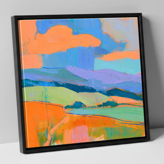 Storm Clouds Over Colourful Fells lake district sky canvas wall art in black frame