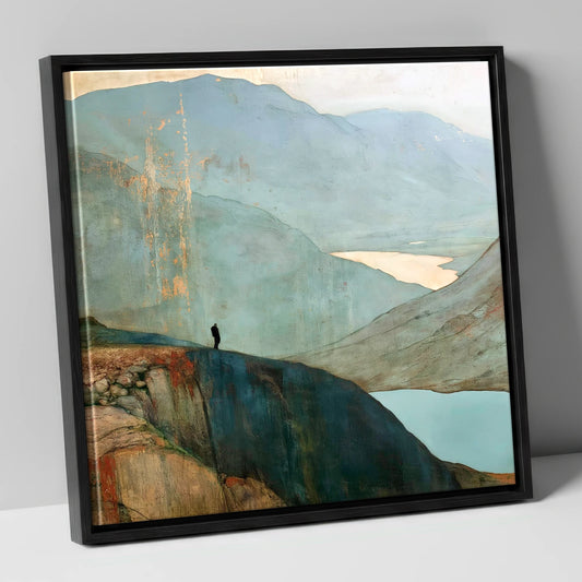 Walker Above Innominate Tarn lake district fell canvas wall art in black frame
