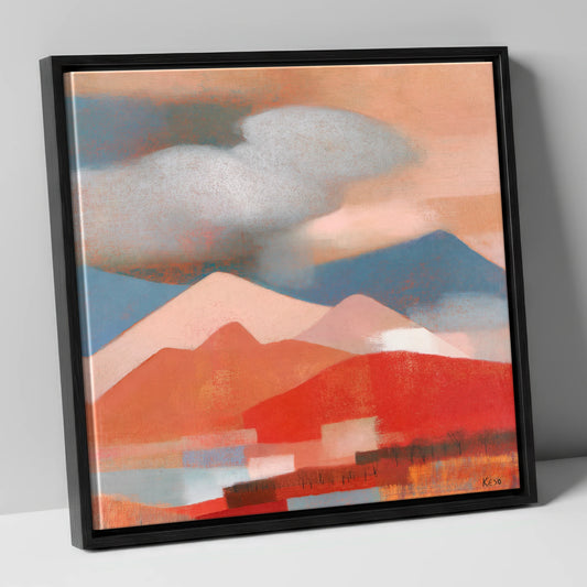 Terracotta Fells Beneath Storm Clouds lake district sky canvas wall art in black frame