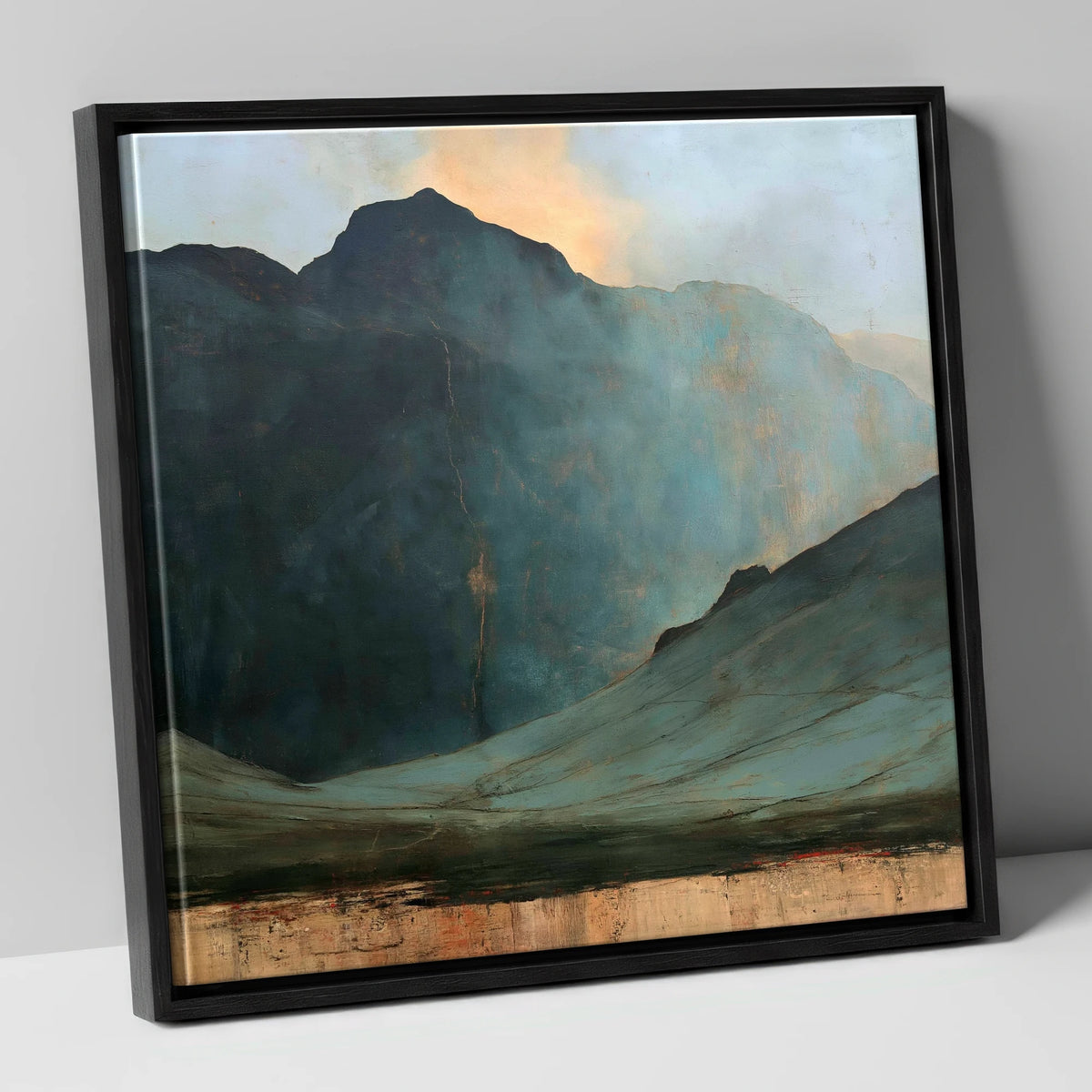 Langdale Pikes Beneath Breaking Light lake district fell canvas wall art in black frame