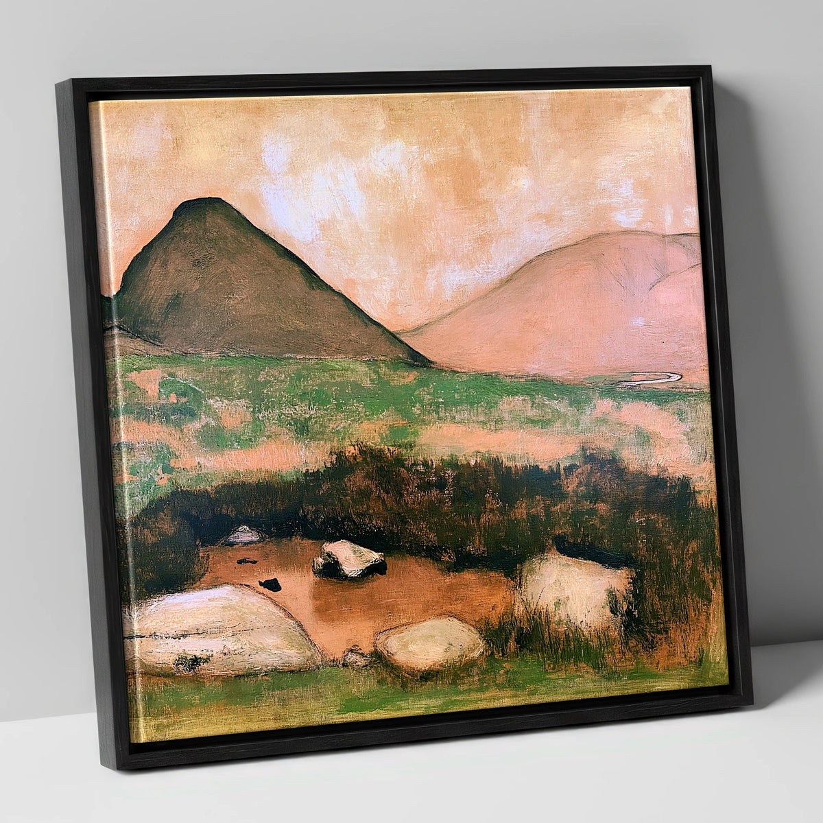 Haystacks Tarn in Warm Light lake district fell canvas wall art in black frame