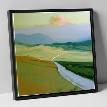 Winding Path Through Rolling Fells lake district fell canvas wall art in black frame