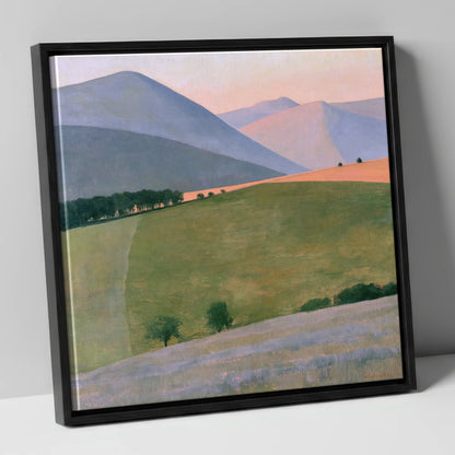Pastel Fells Above Green Valley lake district valley canvas wall art in black frame