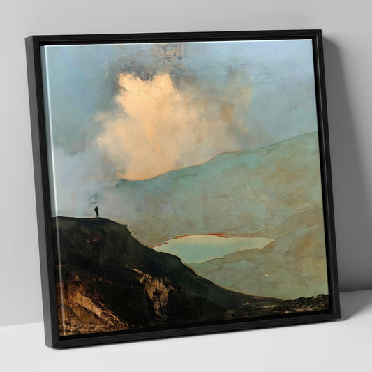 Golden Cloud Break Above Helvellyn lake district fell canvas wall art in black frame